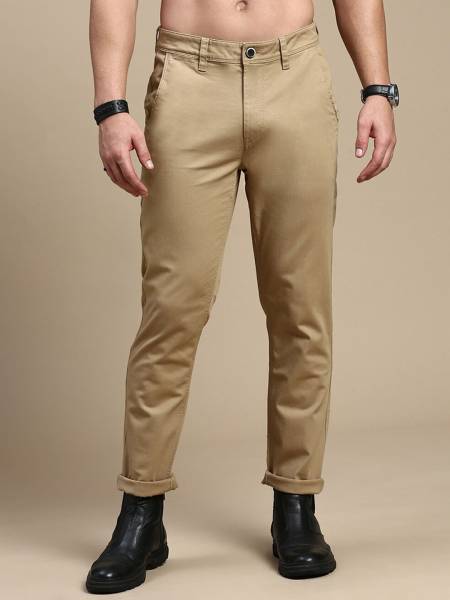 Roadster Regular Fit Men Khaki Trousers