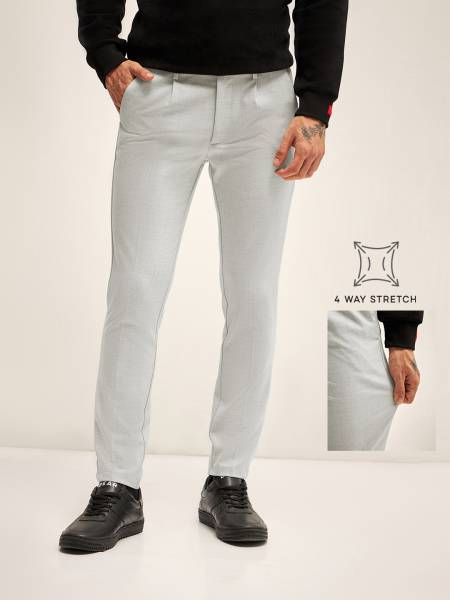 THE BEAR HOUSE Slim Fit Men Grey Trousers