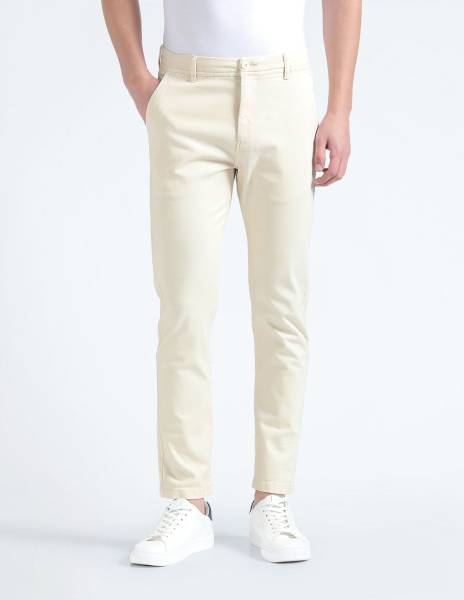 FLYING MACHINE Relaxed Men White Trousers