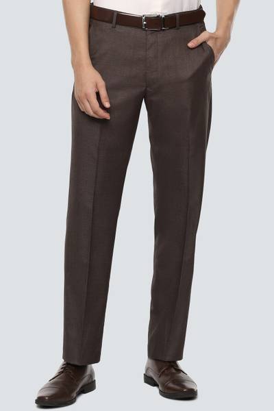 LOUIS PHILIPPE Regular Fit Men Brown Trousers