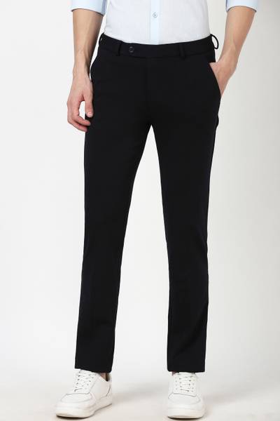 PETER ENGLAND Slim Fit Men Dark Blue Trousers
