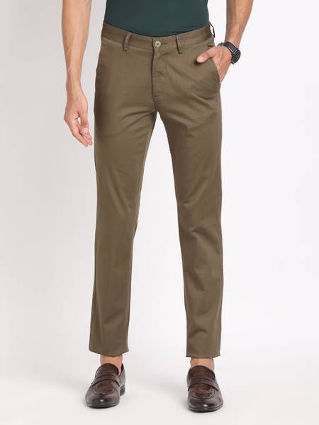 TURTLE Skinny Fit Men Brown Trousers