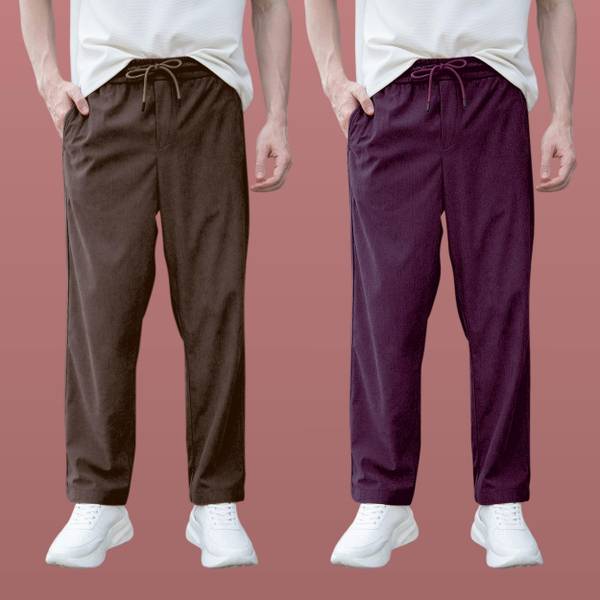 GIBBONTE Relaxed Men Brown, Multicolor Trousers