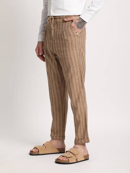 THE BEAR HOUSE Tapered Men Brown Trousers