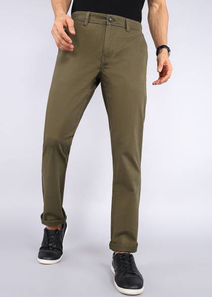 WROGN Slim Fit Men Green Trousers
