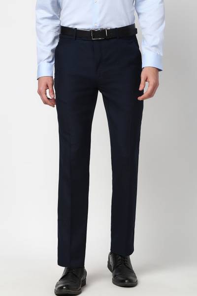 PETER ENGLAND Slim Fit Men Dark Blue Trousers