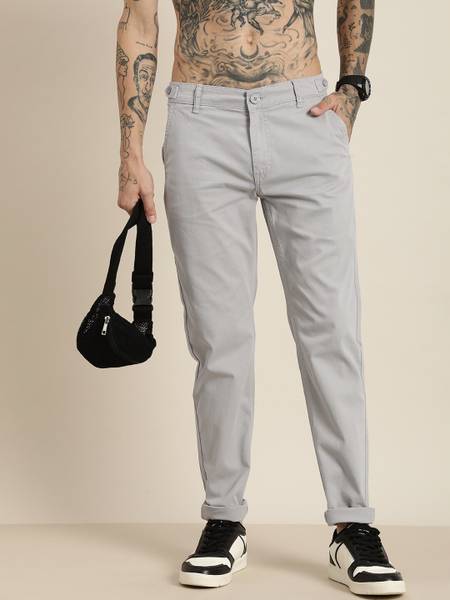 HERE&NOW Tapered Men Grey Trousers