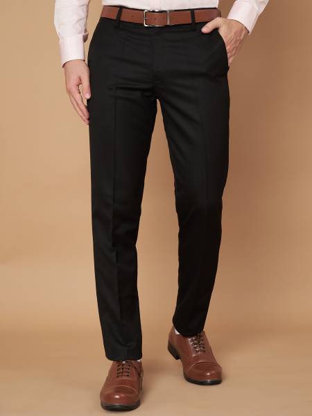 CYPHUS Slim Fit Men Black Trousers