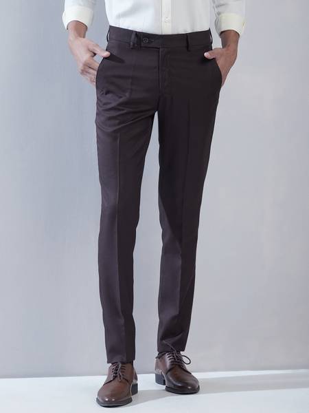 TURTLE Slim Fit Men Brown Trousers