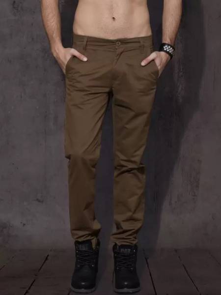 FUBAR Slim Fit Men Khaki Trousers