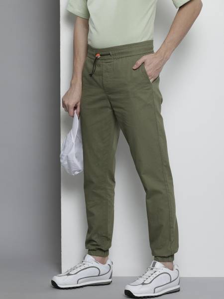 The Indian Garage Co. Slim Fit Men Green Trousers