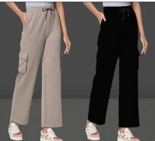 CitySquad Loose Fit Women Beige, Black Trousers