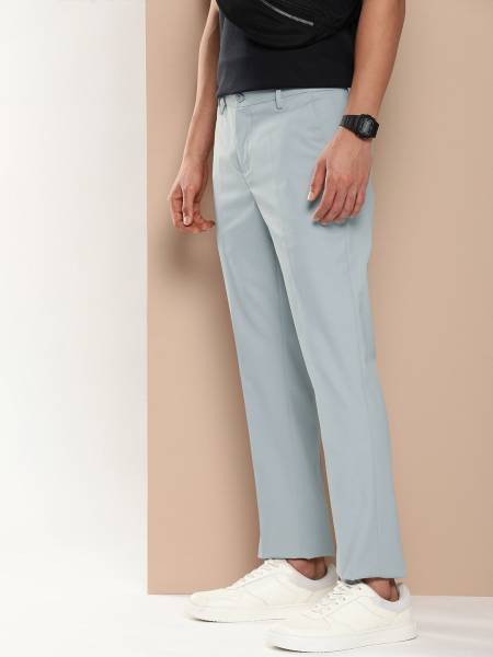 encore by INVICTUS Regular Fit Men Grey Trousers
