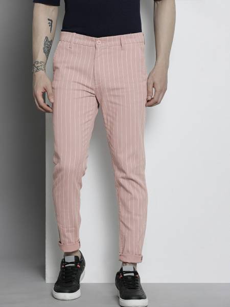 The Indian Garage Co. Slim Fit Men Pink Trousers