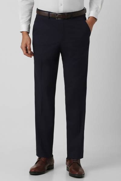 VAN HEUSEN Regular Fit Men Dark Blue Trousers