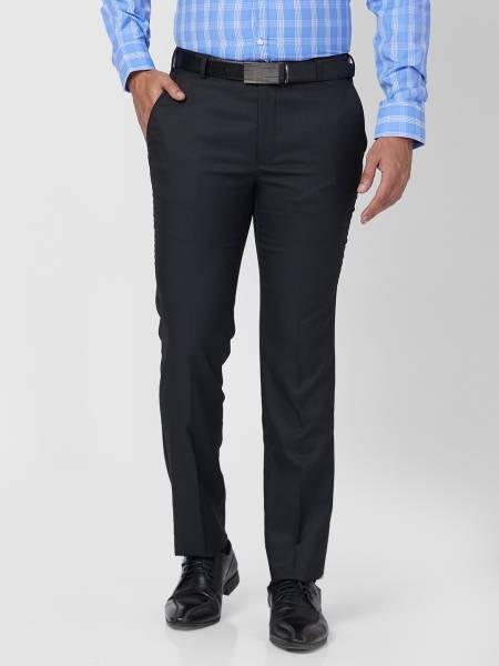 PARK AVENUE Slim Fit Men Black Trousers