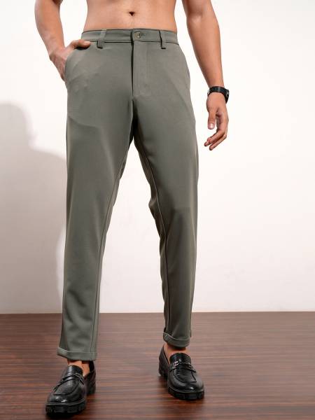 HIGHLANDER Knitted Slim Fit Men Green Trousers