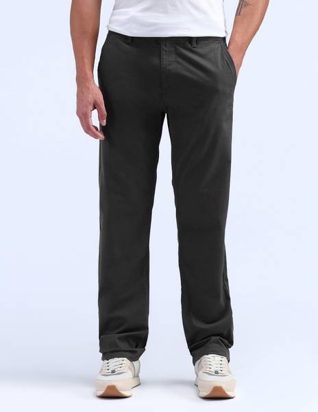 FLYING MACHINE Slim Fit Men Black Trousers