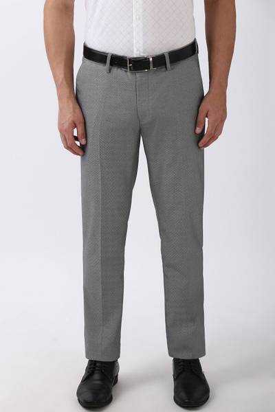 PETER ENGLAND Slim Fit Men Grey Trousers