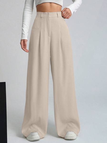 Aahwan Straight Fit Women Beige Trousers