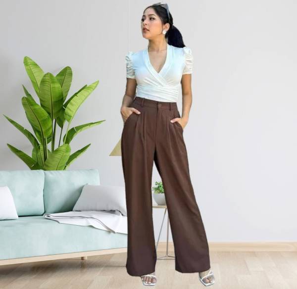 abhi fashion Comfort Fit Women Brown Trousers