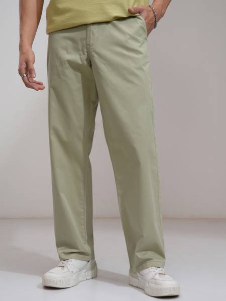 HIGHLANDER Straight Fit Men Light Green Trousers