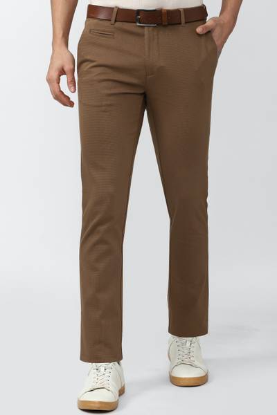 VAN HEUSEN Slim Fit Men Brown Trousers