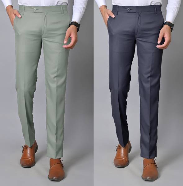 VTC Regular Fit Men Grey, Green Trousers
