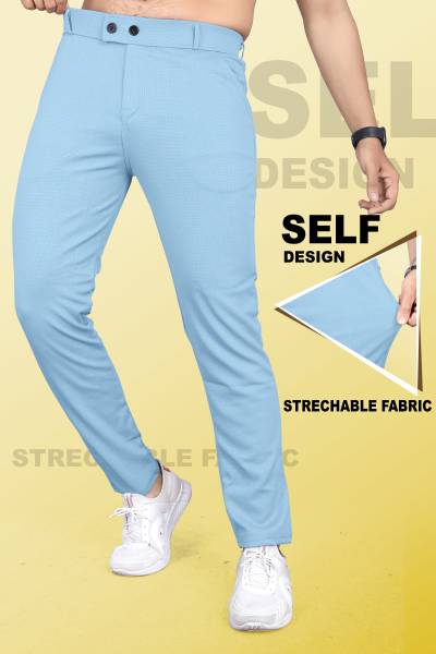 INDICLUB Slim Fit Men Light Blue Trousers