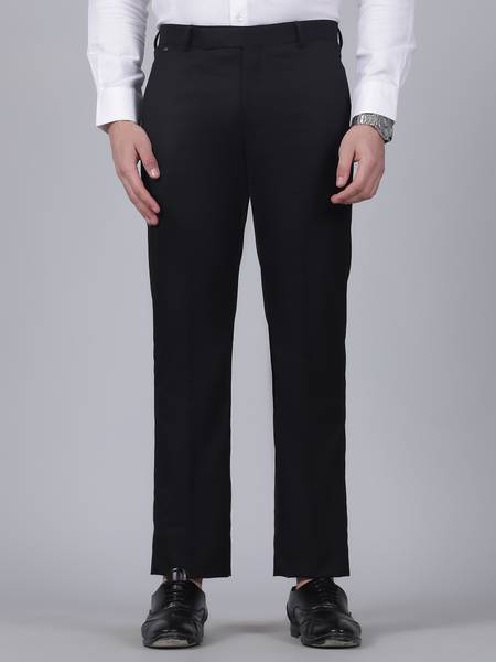 CANTABIL Regular Fit Men Black Trousers
