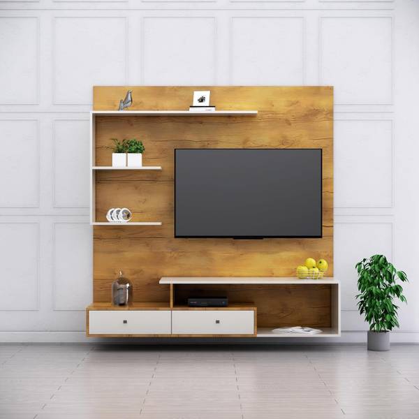 Hexa Red Wall Mount TV Unit for Living Room, Bedroom Unit Cabinet Ideal for TV Upto 65" Engineered Wood TV Entertainment Unit