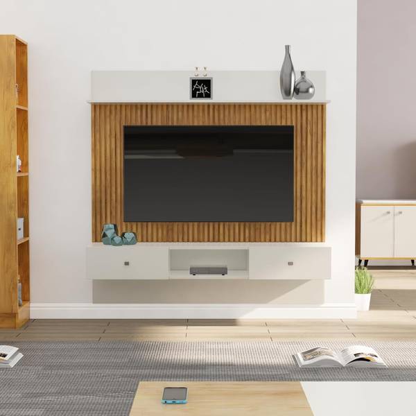 Hexa Red Wall Mount TV Unit for Living Room, Bedroom Unit Cabinet Ideal for TV Upto 65" Engineered Wood TV Entertainment Unit