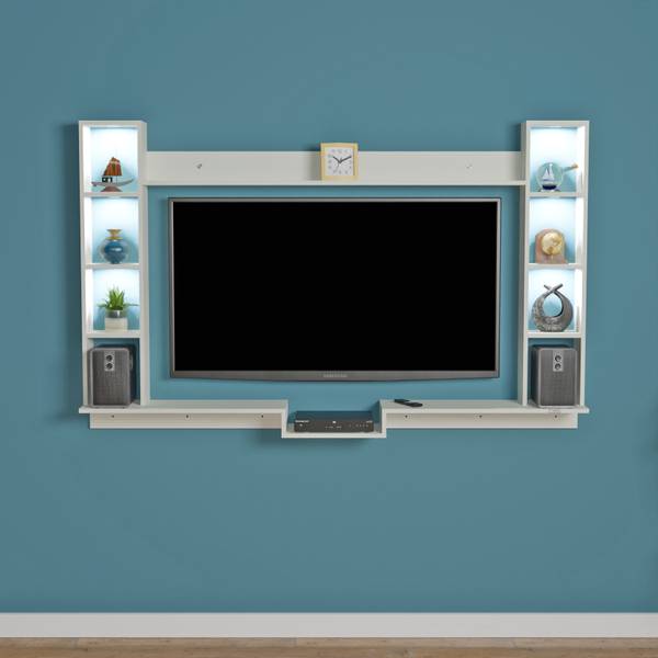 Das Darcy LED Light Installed Tv Rack Set to Box Stand with Wall Shelve