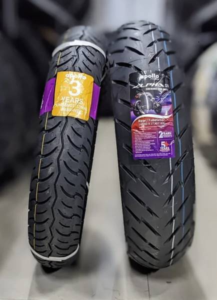 Apollo 100/80-R17 & 140/60-R17 ACTIGRIP F5 & ALPHA S1 COMBO PACK 2 TYRES (FRONT-NYLON) & (REAR- RADIAL) Front & Rear Two Wheeler Tyre