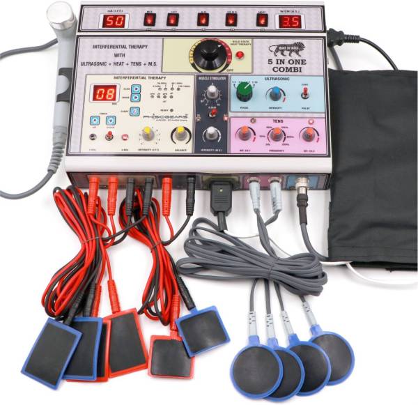 Physiogears 5 In 1 IFT US MS TENS Manual Combo Physiotherapy Machine for Pain Relief Device Ultrasound Machine
