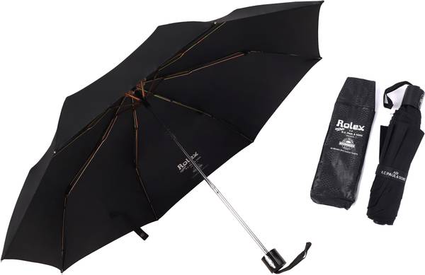 Adi K.C.Paul & Sons Rolex 3 fold Black umbrella for Men & Women | Umbrella for women | Black Umbrella