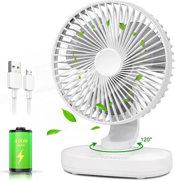 Sampri USB Rechargeable Fan with Powerful LED Light Portable Desk Fan Personal Mini Fan 3 mm 3 Blade Table Fan