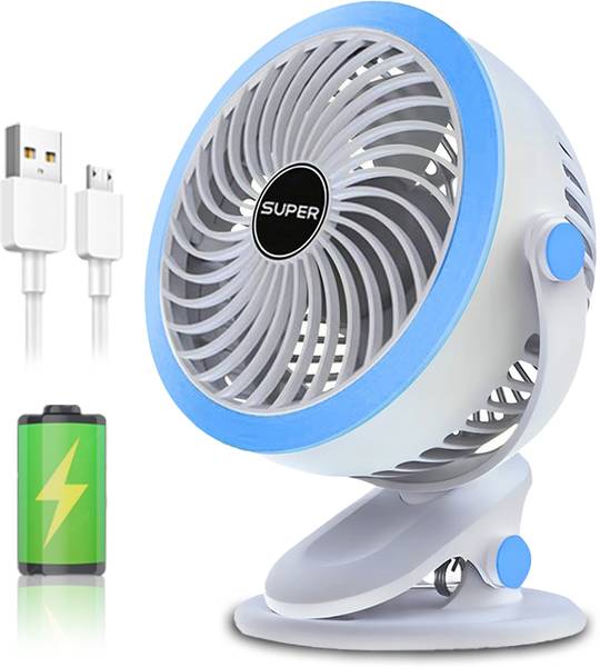 Litanika Portable Battery Operated USB Fan, 4000mAh USB-Powered Quiet Table Fan 3 Blade, Rechargable USB Fan, USB Air Cooler