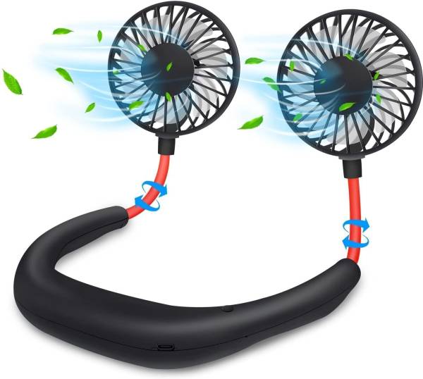 Refulgix Hand Free Neck Fan, Rechargeable Mini USB Personal Fan with 360 Rotation, 3 Adjustable Speeds USB Fan