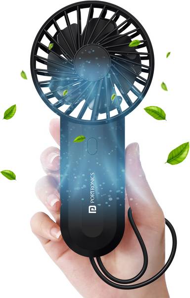 Portronics DualBreeze Handheld Mini Portable Fan With Dual Fan Technology,3 Speed,Low Noise POR-2722 USB Fan