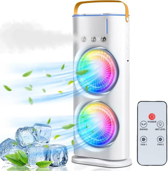 GEEO Portable Mini Air Cooler, Double-Ended Spray Cooling Fan With Mist Humidifier Air Cooler USB Air Cooler