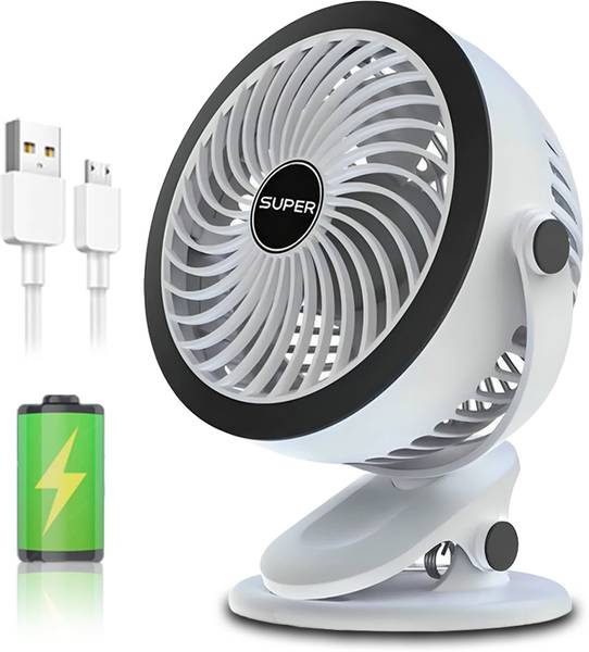 Litanika Portable Battery Operated USB Fan, 4000mAh USB-Powered Quiet Table Fan 3 Blade, Rechargable USB Fan, USB Air Cooler