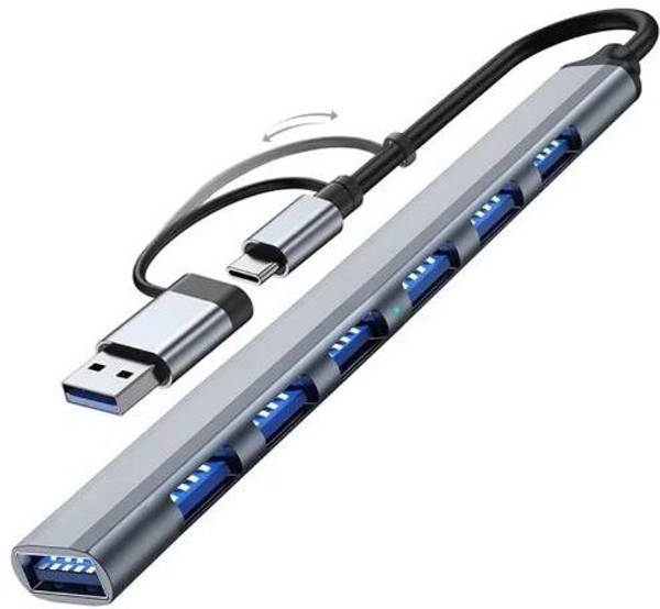 TECHGEAR 7 Port Usb-c Hub Usb 3.0 Type-c Multi Splitter Expander For Computer 7 Port Usb-c Hub Usb 3.0 Type-c Multi Splitter Expander For Computer USB...