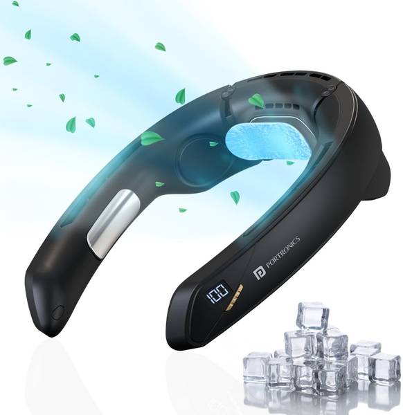 Portronics CoolAid Portable Rechargeable Neck Fan With Cooling Plate Technology,360Cooling POR-2680 USB Fan