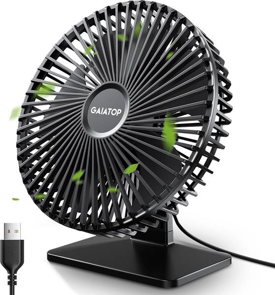 Gaiatop 4 Speeds Portable Mini Powerful Desktop Table Fan Small Table Fan, 6.5 Inch Ultra-quiet, 90 Adjustment for Better Cooling USB Fan