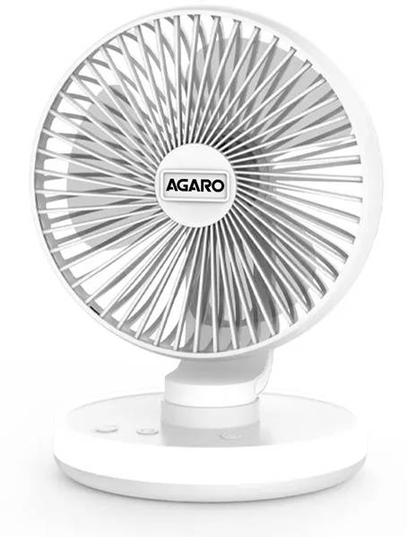 AGARO Alpha Desktop Fan with Light, 4 Inches, 4 Speeds, Oscillating Table Fan, 34051 USB Fan
