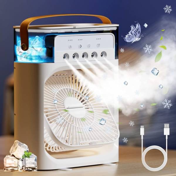 Melbon Portable Air Conditioner Fan, Mini Evaporative Air Cooler With 7 Colors Air Conditioner Fan USB Desk white-8 USB Fan