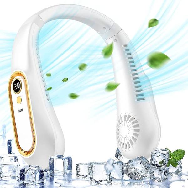 YOZO Mini Hand Free Portable Neckband Fan USB Rechargeable Lazy Neck Hanging Fan Bladeless Fan Cooling Fan 3 Speeds Adjustment Air Outlet Headphone De...