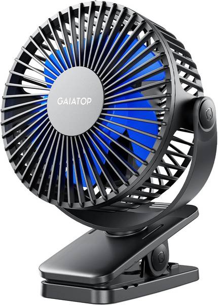 Gaiatop Portable Clip on Fan Battery Operated, Small Powerful USB Table Fan 3 Speed Quiet Mini Desk Fan, 360 Rotate Personal Cooling Fan USB Fan