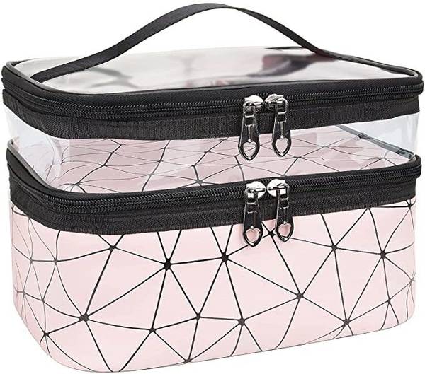 TREXEE Portable Travel Makeup Bag 2 Layer Cosmetic Cases Make up Organizer Toiletry Bag